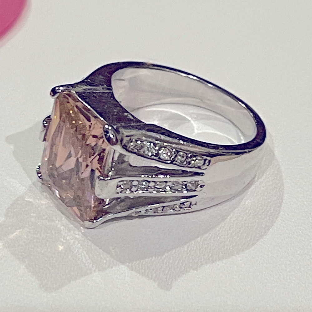 Precious Pink Gemstone Ring w white crystal accents!